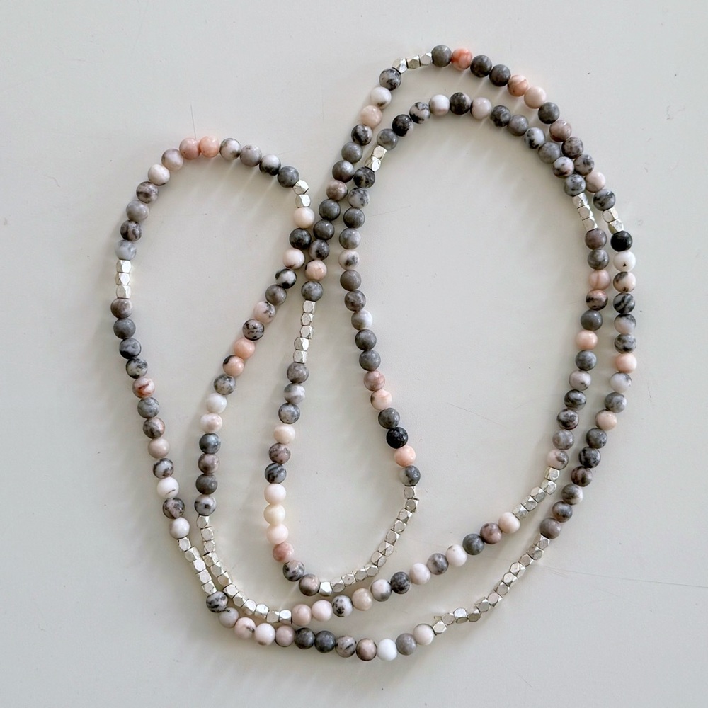 Beaded Necklace Wrap Bracelet Pink Gray Boho Festival Southwestern Hippie Summer